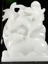 天然玉石の扭転装飾品【白玉の龍・招財・リビングルーム・オフィス用】