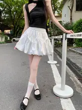 デザイン性のあるリボン付きフラワーバッドミニスカート【夏用・Aライン・スリム効果】