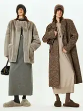 秋冬用 高級羊毛極簡ロングニットワンピース【ハイネック・スリット袖口・ラウンドネック】