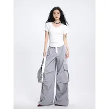 SHIYIYUE VネックレディースTシャツ【短袖・スリムフィット・夏用】