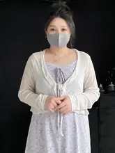 大きいサイズ キャミソールドレス用カーディガン【薄手・レース編み・Vネック】
