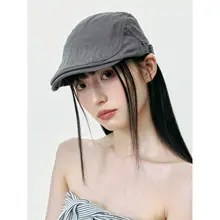 ストリートスタイルのシンプルなチェック柄ハット【春夏秋向け・小顔効果・ベレー帽・短ツバ】