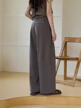 感のあるストレートワイドパンツ【夏用・ロング丈】