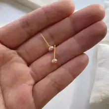 ミニ天然淡水紫色バンズ型パールピアス【女性向け・デザイン性高】