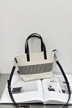 ストライプ柄のカラーコンビネーション ハンドバッグ【トートバッグ・カジュアル・ショルダー・斜め掛け】