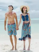 カップル用ビキニセット【セクシー・小胸・三点セット・男女兼用・ビーチパンツ付き】