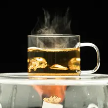 ガラスカップ 丸型 ハンドル付き 耐熱 耐爆 高ボロシリケイト 無鉛 花草茶 プーアール