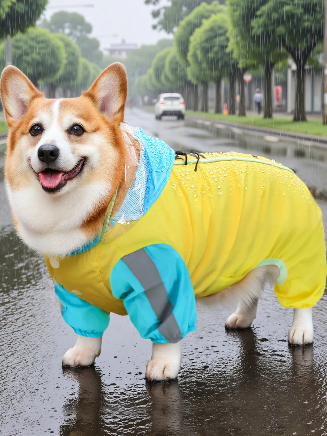 犬と一緒  にアウトレットに行くとき、雨の日はこうやって防ぐ？