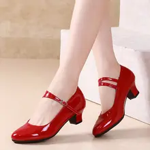 女性用中ヒールモダンダンスシューズ【柔らかい底・スクエアダンス用】