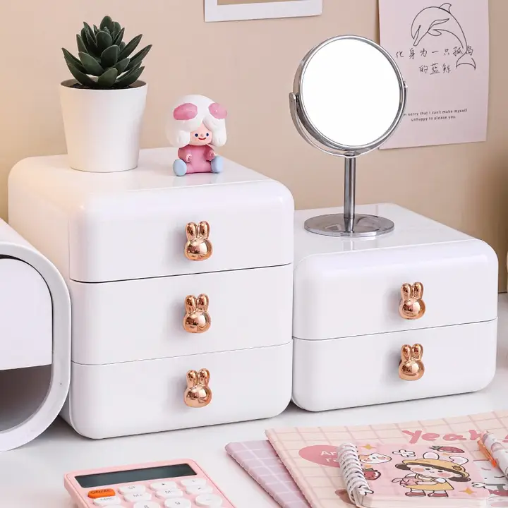 デスク用収納ボックス【文房具・化粧品・小物整理に最適・引き出しタイプ】（セットアップ対応）