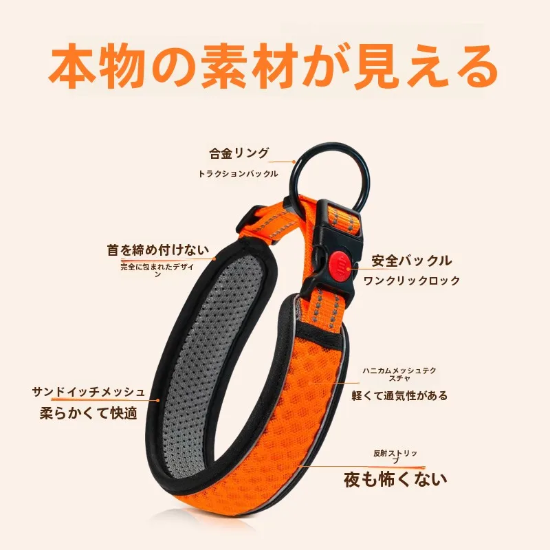 中型犬用ハーネス VOA：リード付きで引っ張り防止と通気性を実現