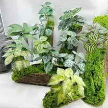 リアルなフェイクグリーン壁掛け植物【室内装飾用・グリーンリーフ・小型ポット】
