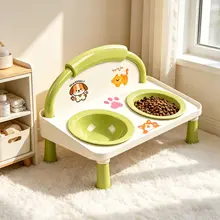 猫用陶器食器【大口径・高め設計・可愛いデザイン・水碗・食器2個付き】