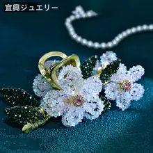花柄デザインの両面使えるヘアクリップ【金属製・優雅な手作りクリスタルビーズ】