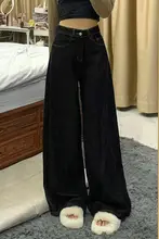 黒色Aラインワイドデニムパンツ【レディース・夏用・タイプ・大きいサイズ対応】