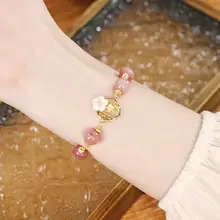 少女向け 天然マ석のフラワーブレスレット【可愛いデザイン・軽やかな印象・ギフトに最適】（セットアップ対応）