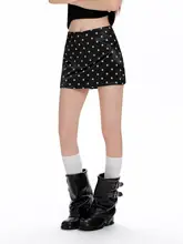 波点デザインのハイウエスト半身スカート【Aライン・ショート丈・女性用】