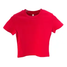赤色ハイウエストTシャツ【ショート丈・フィット・春夏用】