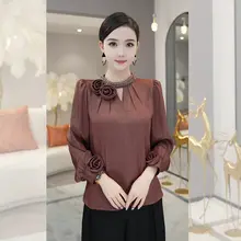 レディース 長袖シャツ【赤・高級感・フレンチスタイル・シンプルデザイン】