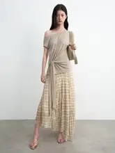 斜めに結んだマットな微皺の不対称ショルダーTシャツ【サマーシーズン用・女性用】