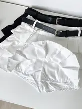 高腰不規則デザインスカート【黒・百褶・防透け・ベルト付き・通勤用】（セットアップ対応）