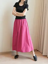 ラズベリー色の女性用コットンサークルスカート【フレア・中丈・夏用】