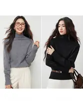 高級ウールニットセーター【女性用・冬用・タートルネック・シンプルデザイン】