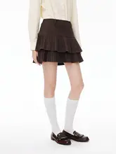 デザイン感のある二重プリーツスカート【春用・ウエストリブ・シルエット美人】（セットアップ対応）