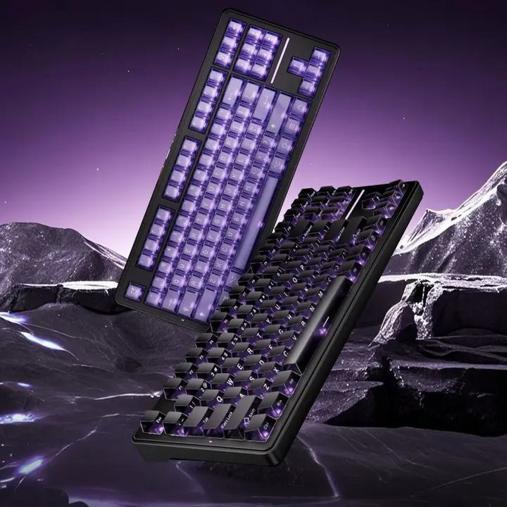タマイズ可能な三モードワイヤレスキーボード【Bluetooth・ゲーミング・オフィス用・87鍵配列】
