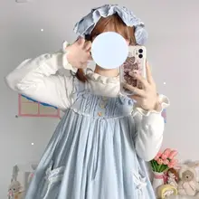 ロリータ風 白色長袖ニットトップス【秋冬用・極上の柔らかさ・ショートデザイン】