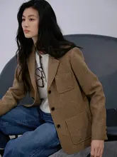 羊毛ツイードのダブルポケットジャケット【秋冬用・スリムフィット・三ボタン】