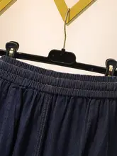 デニムハイウエストAラインスカート【夏用・薄手・体型カバー】（セットアップ対応）