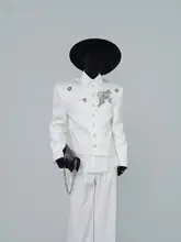 極上の柔らかさの白鹅绒を使用した中華風デザインのショートジャケット【フォーマル・短め・立ち襟】