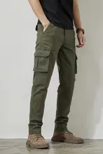 カジュアルミリタリースタイル メンズスリムストレートパンツ【春秋用・軍用グリーン・ストレッチ】