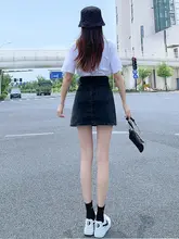 夏用 薄手デニムハイウエストタイトスカート【スリットデザイン・防透け】