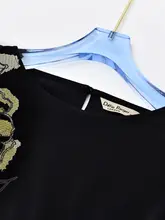 秋のファッショナブルな女性用トップスとストレートパンツ【黒のプリント・カジュアル・直線デザイン】（セットアップ対応）