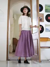 ZAN オリジナル レディース 夏用 リネン Aラインスカート【無地・ミディ丈・シンプルデザイン】
