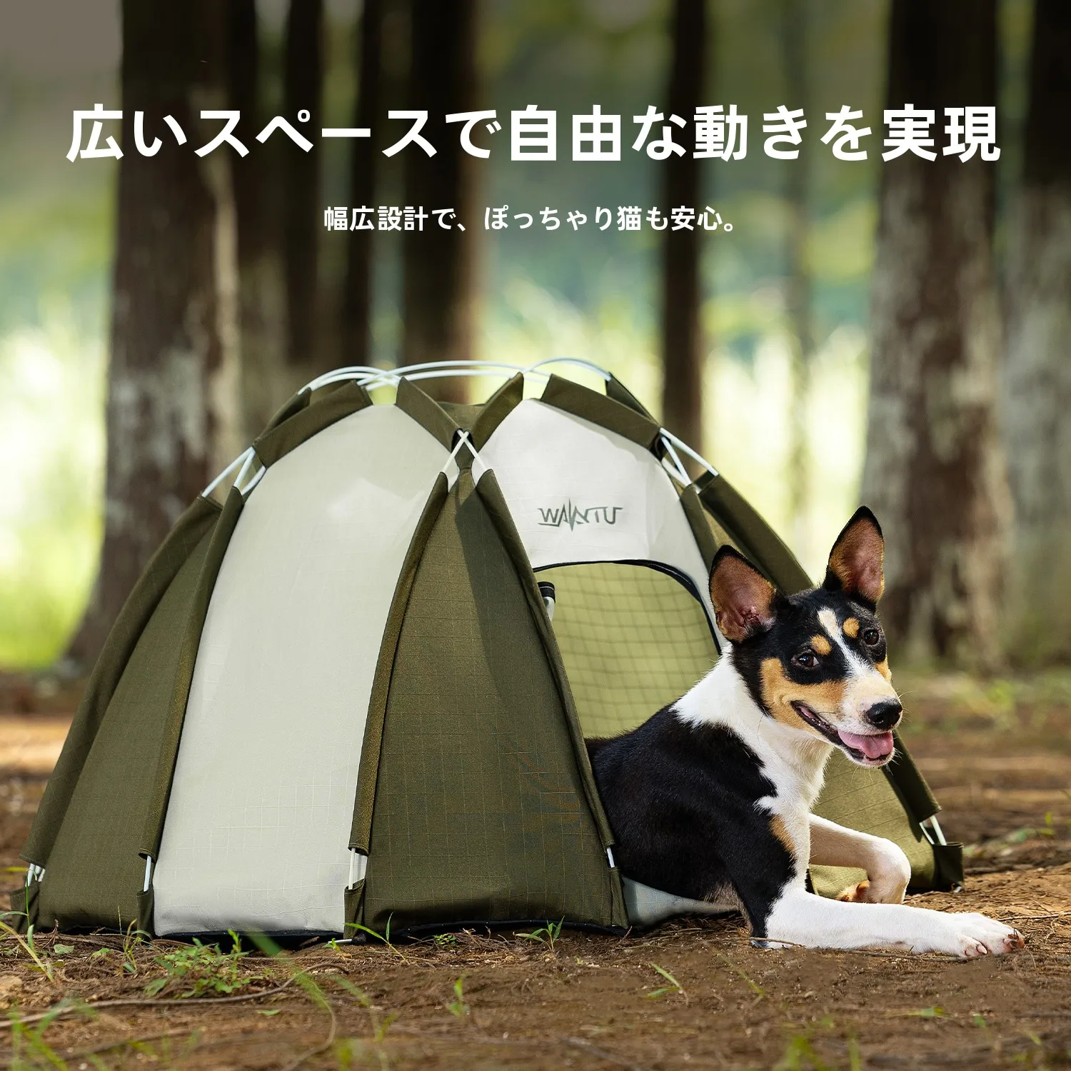 キャンプ用大型犬向けアウトドアテント：折りたたみ式半密閉設計の実用性と安全性