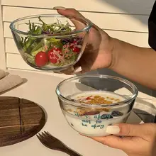 耐熱ガラス製ボウル【ご飯用・果物・ヨーグルト・オートミール・デザートに最適】