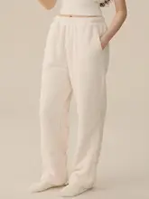 暖かいフリース秋冬用パジャマパンツ【ストライプデザイン・男女兼用】（セットアップ対応）