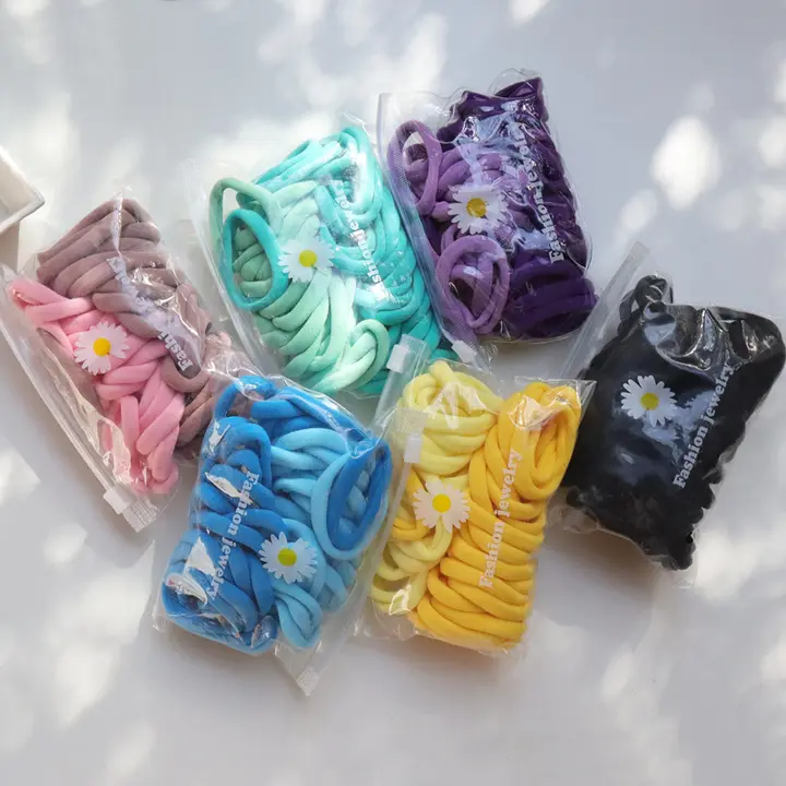 50本セット カラフルタオル地ゴムバンド【ベーシック・弾力性・グラデーションカラー・シームレス】