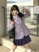 三粒ボタンのウエストシェイプジャケット【日本風JK制服・夏用・和風デザイン】（セットアップ対応）