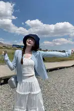 ブルーのツイスト編みニットカーディガン【韓国風・レディース】