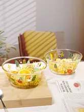 可愛いデザインの透明ガラスボウル【果物・サラダ・ヨーグルト・スープ・ご飯用】
