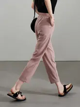 シンプルなデザインのレディースカジュアルパンツ【夏用・薄手・スリムフィット・九分丈】
