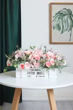 北欧風木製フェンスの造花【テーブルデコレーション・リビング用・花器付き】（セットアップ対応）