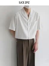 ZPZ メンズ夏用ショートスリーブシャツ【軽やかで高級感あるデザイン・ゆったりとしたフィット感・無地】