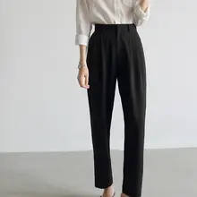 女性用ハイウエストスリムフィットスーツパンツ【通勤・職業・面接向け・九分丈】（セットアップ対応）