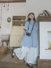 シンプルなデザインのレディース花柄ラウンドネックカットソー【ゆったり・中長丈・夏用・薄手】