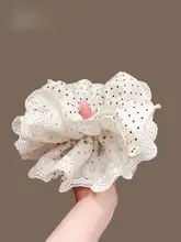 波点レースフラワーヘアゴム【フレンチスタイル・弾力性】